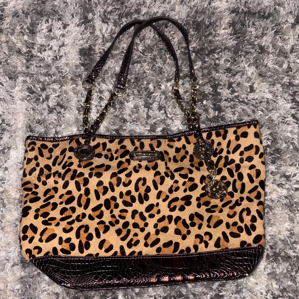 Anne Klein Leopard Print Tote with Black Trim